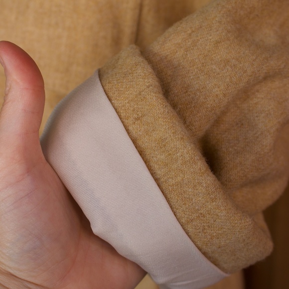 Vintage Handmade 100% Wool Button Down Oatmeal Belted Midi Shirt Dress Size S - Picture 4 of 16